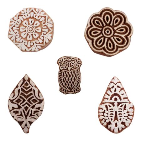 Set of 5 Piece New Mix Wooden Printing Blocks